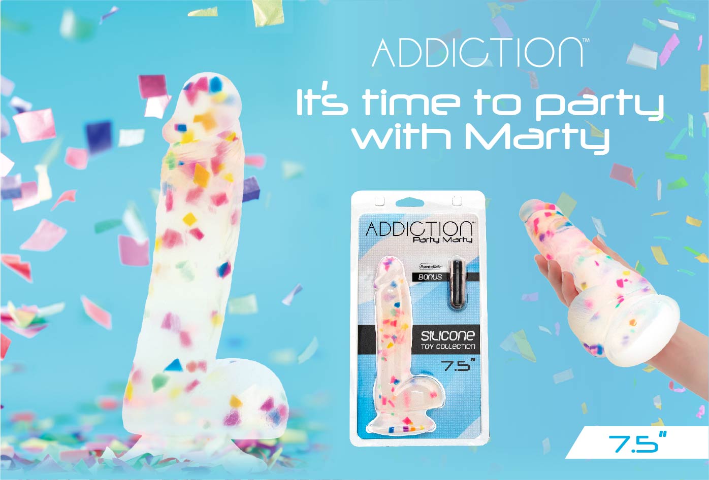Addiction - PARTY MARTY - 7.5" - Frost and Confetti